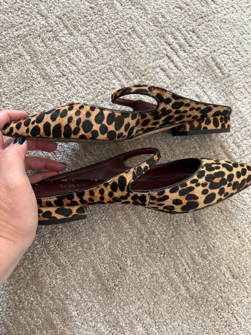 kate spade Leopard-Print Pointed Toe Slingback Flats - Tan & Black EUC 🍀 - Picture 8 of 13